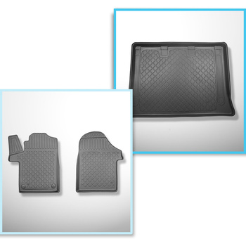 Kit tapis de coffre et tapis de voiture TPE pour: Mercedes-Benz Classe V W447 Van (10.2014-....) - version Extra longue (Extra Long) (empattement 3430 mm, longueur du véhicule 5370 mm);pour la 3ème rangée de sièges;sans séparation de l'espace bagage