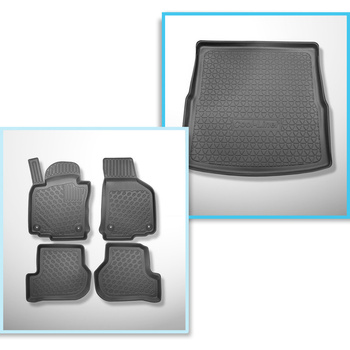 Kit tapis de coffre et tapis de voiture TPE pour: Volkswagen Golf V 1K SW (06.2007-2009) - plancher de chargement plat