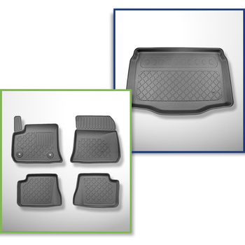 Kit tapis de coffre et tapis de voiture TPE pour: Fiat 600e Hayon (09.2023-....) - coffre inférieur;modèles sans plancher amovible du coffre