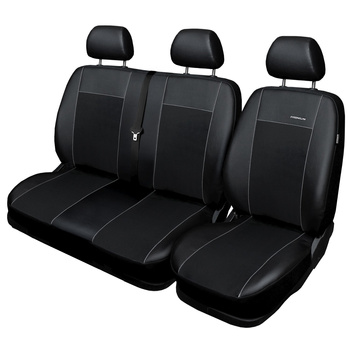 Housses de siège sur mesure adaptées pour Volkswagen Transporter T5 Bus (2003-2015) 6 places, banquette arrière divisée - housse siege voiture - couverture siege - noir