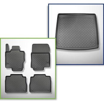 Kit tapis de coffre et tapis de voiture TPE pour: Mercedes-Benz GLE V167 SUV (11.2018-....) - 5/7 places;3ème rangée abaissée;anche Plug-in Hybrid;banquette arrière immobile