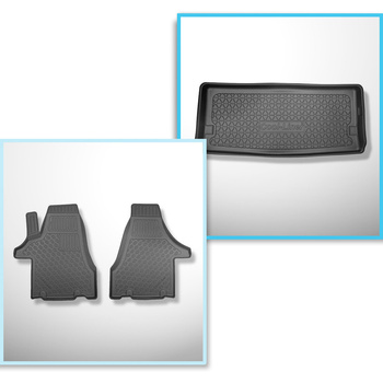 Kit tapis de coffre et tapis de voiture TPE pour: Volkswagen Multivan T6, T6.1 Van (06.2015-2021) - entraxe court;pour la 3ème rangée de sièges;taille du tapis 124 cm large x 56 cm long