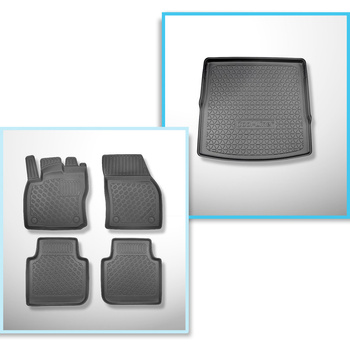 Kit tapis de coffre et tapis de voiture TPE pour: Volkswagen Tiguan Allspace SUV (11.2017-10.2023) - 5 places;modèles avec plancher de coffre amovible / 7 places;3ème rangée abaissée