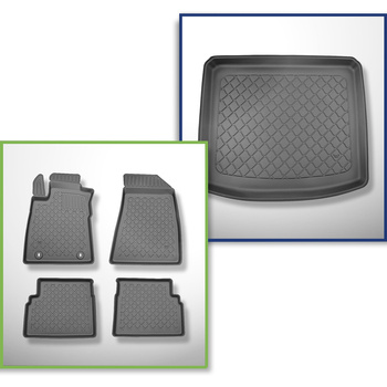 Kit tapis de coffre et tapis de voiture TPE pour: MG ZS SUV (06.2022-08.2024) - sur le coffre haut et bas;avec plancher de coffre amovible;non pour version hybride+