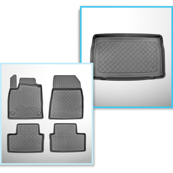 Kit tapis de coffre et tapis de voiture TPE pour: Mitsubishi Colt VII Hayon (10.2023-....) - coffre supérieur;aussi avec boîte hybride