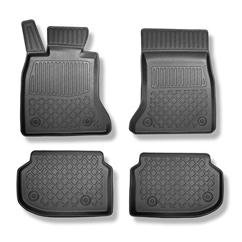 Tapis de sol en TPE adapté pour BMW 5 F10 Berline (03.2010-2013) - sans X-drive; distance entre les rails du siège avant (partie arrière) 415 mm - tapis de voiture - noir