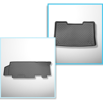 Kit tapis de coffre et tapis de voiture TPE pour: Volkswagen Caravelle T6, T6.1 Van (06.2015-2024) - entraxe court;pour la 3ème rangée de sièges;deuxième rangée