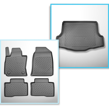 Kit tapis de coffre et tapis de voiture TPE pour: SsangYong Tivoli Grand Crossover (06.2021-....) - coffre inférieur;sous / sans plancher amovible de coffre