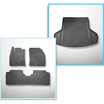 Kit tapis de coffre et tapis de voiture TPE pour: Toyota Avensis III Break (01.2009-08.2018) - également pour les modèles avec rail de montage;oreilles amovibles