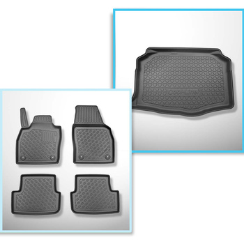 Kit tapis de coffre et tapis de voiture TPE PREMIUM pour: Seat Ibiza V 6F Hayon (06.2017-....) - coffre inférieur; modèles sans plancher amovible du coffre