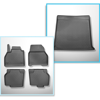 Kit tapis de coffre et tapis de voiture TPE pour: Mercedes-Benz Citan W415 Tourer (10.2012-08.2021) - 5 places;empattement 3.081 mm;version extra longue;sans 3ème rangée