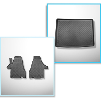 Kit tapis de coffre et tapis de voiture TPE pour: Volkswagen Multivan T6, T6.1 Van (06.2015-2021) - long entraxe;pour la 3ème rangée de sièges;taille du tapis 124 cm large x 100 cm long