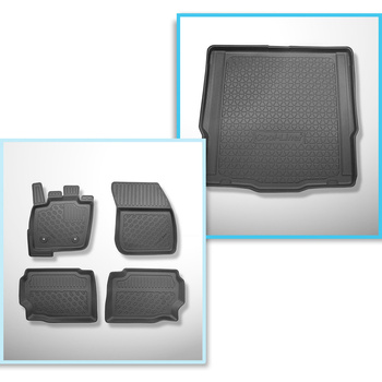 Kit tapis de coffre et tapis de voiture TPE pour: Ford Mondeo V Break (01.2015-2021) - avec roue de secours à usage temporaire ou kit de réparation