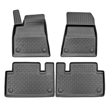 Tapis de sol en TPE adapté pour Tesla Model 3 Berline (07.2017-....) - tapis de voiture - noir