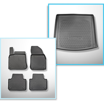 Kit tapis de coffre et tapis de voiture TPE pour: Volkswagen Touareg III SUV (07.2018-2023) - également pour les modèles avec rail de montage