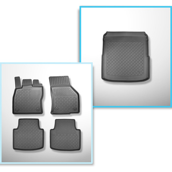 Kit tapis de coffre et tapis de voiture TPE pour: Volkswagen Arteon Fastback, Shooting Brake (06.2017-....) - avec roue de secours