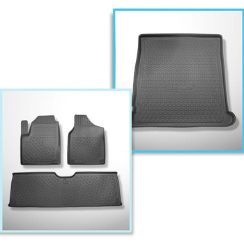 Kit tapis de coffre et tapis de voiture TPE PREMIUM pour: Seat Alhambra I Van (1995-08.2010) - 5/7 places; 3e rangée de sieges démontée