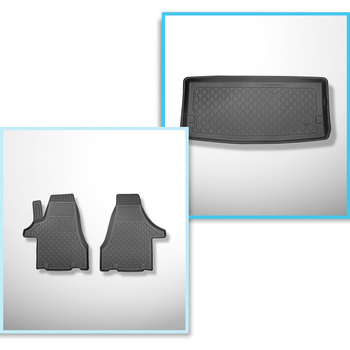 Kit tapis de coffre et tapis de voiture TPE pour: Volkswagen Multivan T6, T6.1 Van (06.2015-2021) - entraxe court;pour la 3ème rangée de sièges;taille du tapis 124 cm large x 56 cm long