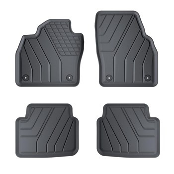 Tapis de sol en TPE adapté pour Skoda Kamiq SUV (2019-....) - tapis de voiture - noir