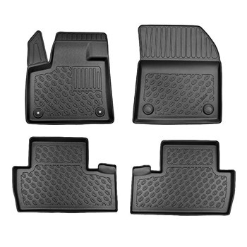 Tapis de sol en TPE adapté pour Peugeot 5008 II SUV (07.2017-....) - sans la troisième rangée de sièges - tapis de voiture - noir