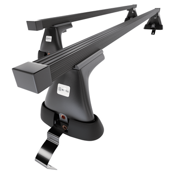 Barres de toit en acier adapté pour Fiat Grande Punto Hayon (2005-2010) - Porte-Bagages de Voiture noir - toit normal