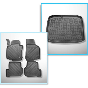 Kit tapis de coffre et tapis de voiture TPE PREMIUM pour: Volkswagen Golf VI Hayon (09.2008-09.2012) - avec roue de secours à usage temporaire ou kit de réparation