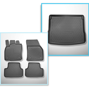 Kit tapis de coffre et tapis de voiture TPE PREMIUM pour: Seat Ateca SUV (09.2016-....) - plancher amovible du coffre en la position haute ou avec entraînement 4 roues