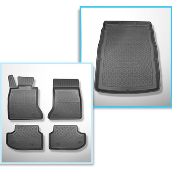 Kit tapis de coffre et tapis de voiture TPE PREMIUM pour: BMW 5 F10 Berline (2013-01.2017) - sans X-drive; distance entre les rails du siège avant (partie arrière) 365 mm