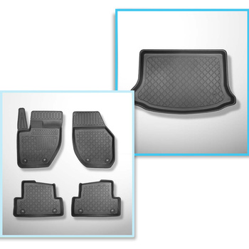 Kit tapis de coffre et tapis de voiture TPE pour: Volvo V40 II Hayon (07.2012-07.2019) - coffre inférieur (sans plancher double du coffre)