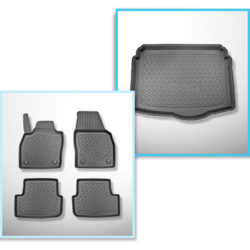 Kit tapis de coffre et tapis de voiture TPE pour: Volkswagen Taigo SUV (09.2021-....) - coffre inférieur;plancher amovible au plus bas niveau