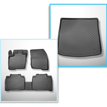 Kit tapis de coffre et tapis de voiture TPE pour: Ford Galaxy III Monospace (09.2015-2023) - 7 places; 3me rangée abaissée
