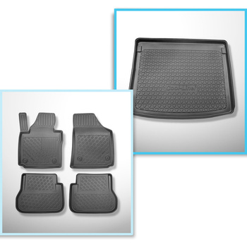 Kit tapis de coffre et tapis de voiture TPE pour: Volkswagen Caddy Life, Comfortline, Trendline Break (2004-10.2020) - 5 places;insonorisation sur les parois du coffre