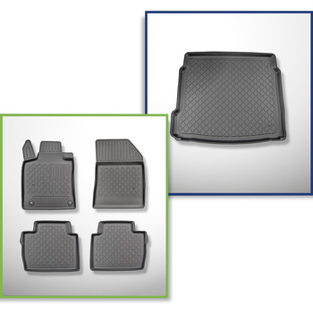 Kit tapis de coffre et tapis de voiture TPE pour: Peugeot 508 II Berline (11.2018-....) - aussi avec boîte hybride