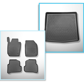 Kit tapis de coffre et tapis de voiture TPE pour: Skoda Fabia III NJ Break (01.2015-2023) - coffre supérieur (avec plancher multi-fonction)
