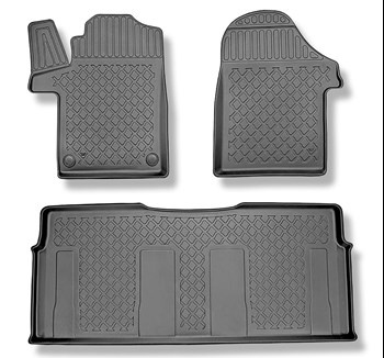 Tapis de sol en TPE adapté pour Mercedes-Benz Vito W447 Van (10.2014-....) - toutes les versions d'équipement; sans la troisième rangée de sièges - tapis de voiture - noir