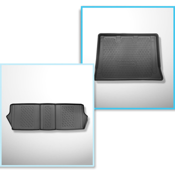 Kit tapis de coffre et tapis de voiture TPE pour: Mercedes-Benz EQV 300 Van (10.2020-....) - version Extra longue (Extra Long) (empattement 3430 mm, longueur du véhicule 5370 mm);pour la 3ème rangée de sièges;sans séparation de l'espace bagage;sièges coul