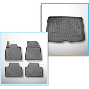Kit tapis de coffre et tapis de voiture TPE pour: Volvo EX30 SUV (12.2023-....) - coffre supérieur;plancher amovible au plus haut niveau