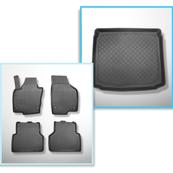 Kit tapis de coffre et tapis de voiture TPE pour: Volkswagen Tiguan I SUV (07.2007-04.2016) - coffre inférieur; avec kit de réparation