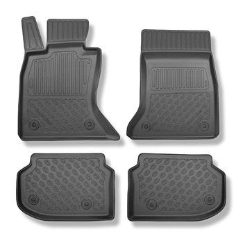 Tapis de sol en TPE adapté pour BMW 5 F11 Touring (12.2015-10.2022) - X-drive; distance entre les rails du siège avant (partie arrière) 415 mm - tapis de voiture - noir