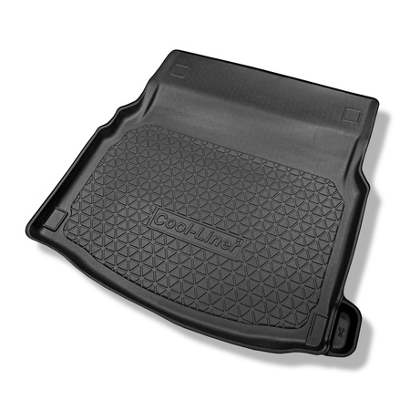 Tapis de coffre adapté pour Mercedes-Benz Classe E W213 Berline (04.2016-....) - bac de coffre - protection de coffre voiture - sièges arrière à plat; non pour version Plug-in hybride; sans caisson de graves (soundsytem Burmester)