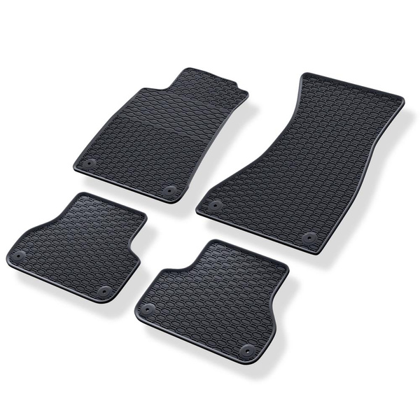 Tapis de sol en caoutchouc adapté pour Audi A4 B9 Avant, Berline (2015-2023) - tapis de voiture - noir - 4 pcs.