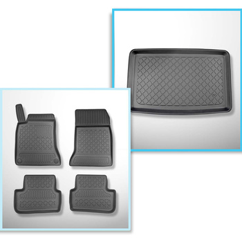 Kit tapis de coffre et tapis de voiture TPE pour: Mercedes-Benz Classe B W246 Sports Tourer (10.2011-12.2018) - coffre inférieur; avec variobox; longueur du tapis 68 cm