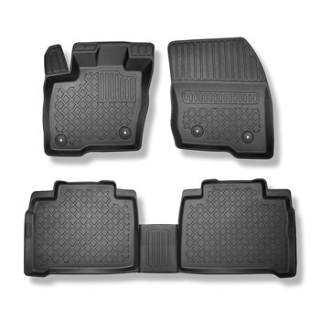 Tapis de sol en TPE adapté pour Ford S-Max II Monospace (09.2015-....) - 5 ou 7 sièges; sans la troisième rangée de sièges - tapis de voiture - noir