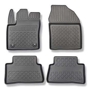 Tapis de sol en TPE adapté pour Toyota C-HR SUV (01.2017-....) - aussi pour la version hybride - tapis de voiture - noir