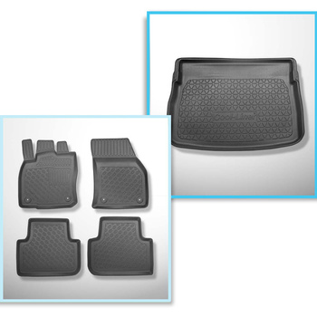 Kit tapis de coffre et tapis de voiture TPE PREMIUM pour: Volkswagen Golf VII Monospace (05.2014-12.2020) - sur le coffre inférieur et supérieur