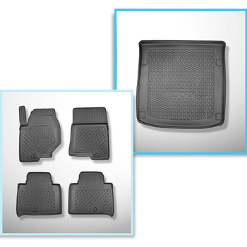 Kit tapis de coffre et tapis de voiture TPE PREMIUM pour: Ssangyong Rexton II SUV (11.2017-....) - 5 places; plancher amovible au plus bas niveau ou non amovible; sans 3ème rangée