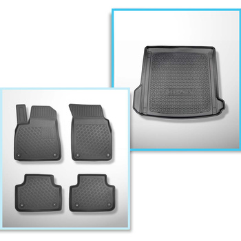 Kit tapis de coffre et tapis de voiture TPE PREMIUM pour: Audi Q8 4M SUV (07.2018-....) - aussi pour les modèles avec des rails de fixation; sans la troisième rangée de sièges