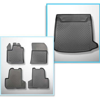 Kit tapis de coffre et tapis de voiture TPE pour: Dacia Lodgy Van (07.2012-10.2022) - 5 places; 3me rangée abaissée