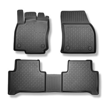 Tapis de sol en TPE adapté pour Volkswagen Touran II Monospace (09.2015-....) - 5 ou 7 sièges; sans la troisième rangée de sièges - tapis de voiture - noir