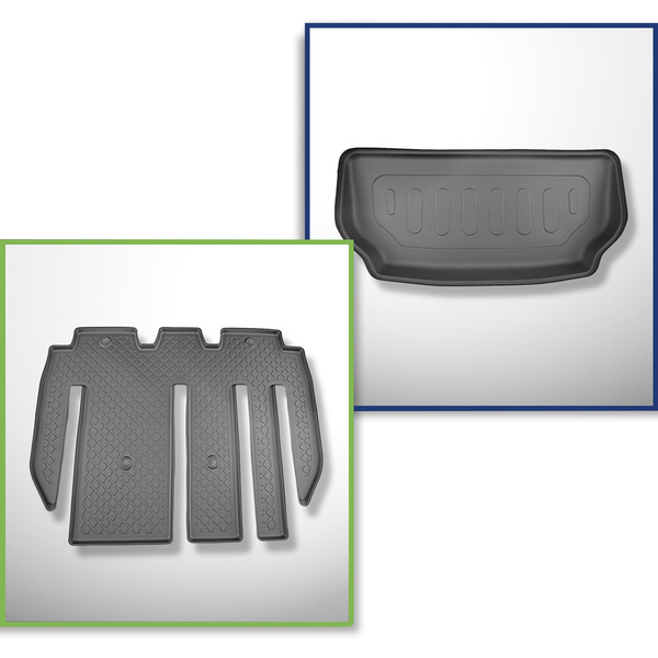 Kit tapis de coffre et tapis de voiture TPE pour: Tesla Model X SUV (01.2021-....)
